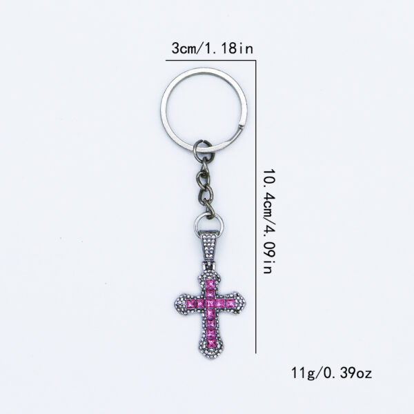 Wholesale Stylish Rhinestone Cross Keychain Pendant Pink Jewelry Accessory for Car Keys