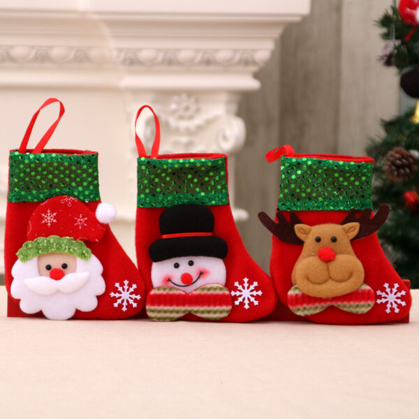 oly-eda2e2750a564452db2d6a79349f0039 Wholesale Sequined 3D Santa Christmas Stocking for Holiday Home Decor Resale Gift Bag