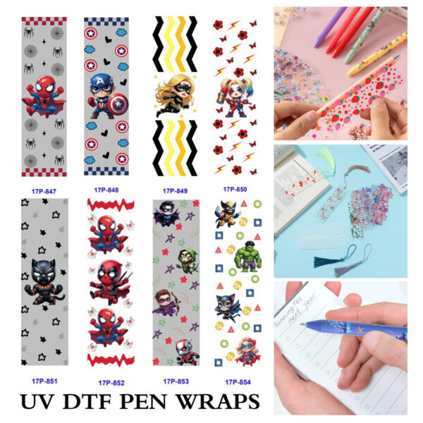 oly-edb0d81ece57161c151ada1d6e94138a Wholesale 2/8/16pcs UV DTF Stickers Bold Masked Action Figure Patterns Pen and Bookmark Stickers OLY Exclusive