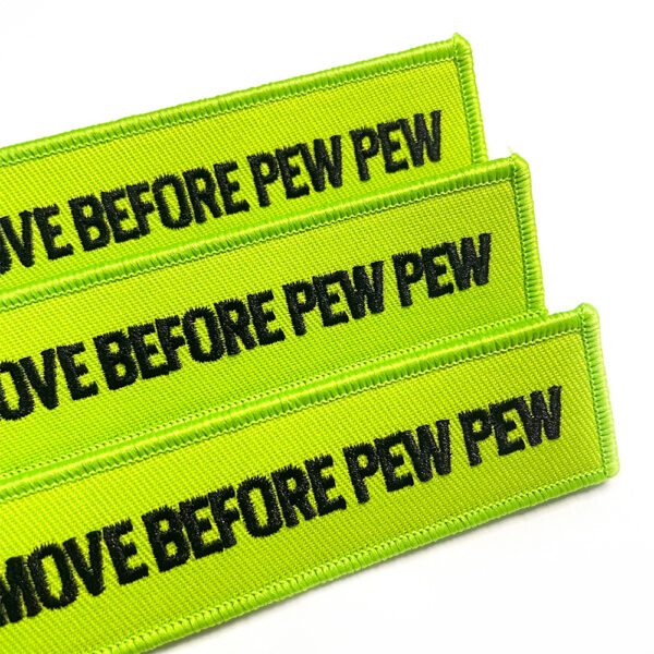 Wholesale Grass Green Flight Tag Keychain with Remove Before Pew Pew Text - Car Key Accessory Gift
