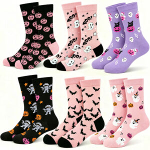 oly-edd53996ec17d352e9c77aae087d9bb6 Wholesale Halloween Cotton Mid Calf Socks Pumpkin Bat Pattern Party Accessory