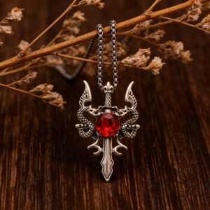 oly-eddd23adf25a449ed1caaa940d1042fc Wholesale Vintage Double Dragon Cross Necklace, Fashion Jewelry Accessory for Gift and Boutique Resale