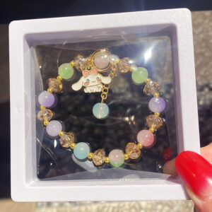 Pink Bow Ties Jade Poodle Ice Bracelet Boxed
