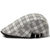 Wholesale Men's British Style Grid Cotton Linen Beret Cap Sunshade Adjustable Black Everyday Chic Gift