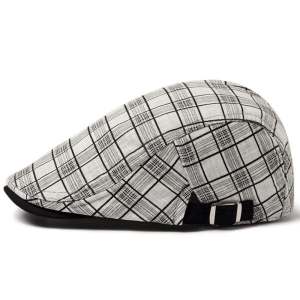 Wholesale Men's British Style Grid Cotton Linen Beret Cap Sunshade Adjustable Black Everyday Chic Gift