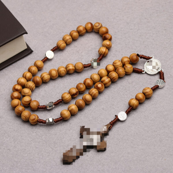 oly-edecffea4de6c8174cc5da311f51d10d Wholesale Handmade Wooden Cross Rosary Necklace with Knots Trendy Jewelry Accessory