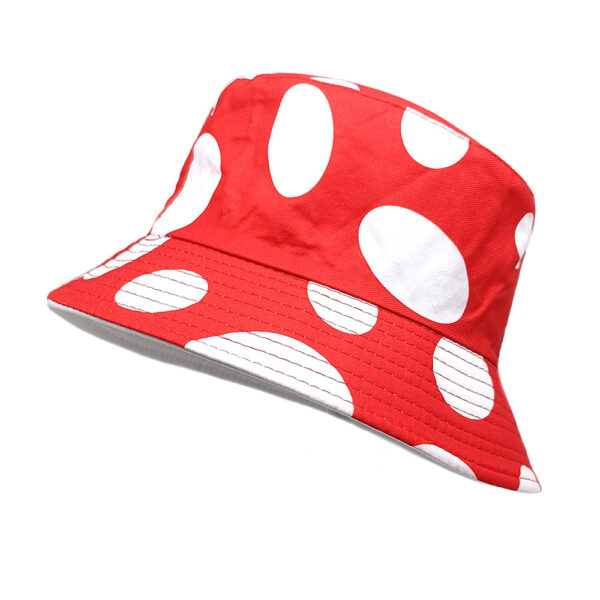 Wholesale Unisex Reversible Fisherman Hat with Red and White Mushroom Pattern Sun Protection