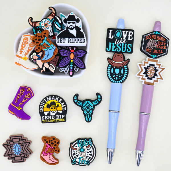 oly-ee139d729deacbbe2c074de407950f96 Wholesale Silicone Bead DIY Keychain Accessories Western Cowboy Theme Car Key Accessory