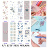 Wholesale 2/8/16pcs UV DTF Stickers Crescent Moon Floral Embroidered Butterfly Patterns Pen and Bookmark Stickers