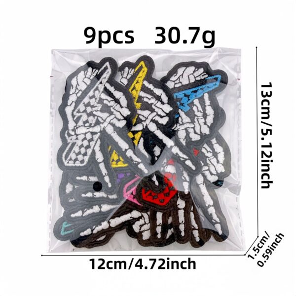 oly-ee59bf0f1c6c76ea50ba1bb61efd2c91 Wholesale Punk Skull Hand Embroidery Patches Set of 9 Pieces DIY Clothing Accessory
