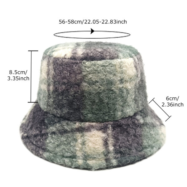 oly-ee5d85fa1f16877ad003c63330ee3c86 Wholesale Plaid Lamb Wool Fisherman Hat Green Winter Unisex Fashion Accessory