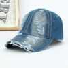 Wholesale Chic Ripped Denim Baseball Cap Breathable Adjustable Casual Outdoor Accessory