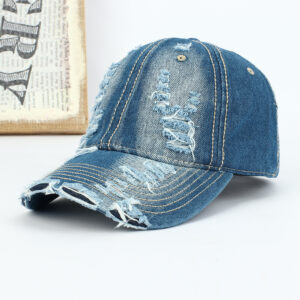 Wholesale Chic Ripped Denim Baseball Cap Breathable Adjustable Casual Outdoor Accessory