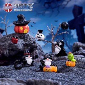 Wholesale Resin Halloween Wizard Magic Elf Pumpkin House Ghost Figurine Home Decor