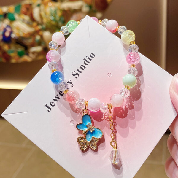 Wholesale Purple Floral Butterfly Bracelet Handmade Glass Bead Girls Travel Souvenir Boutique Resale