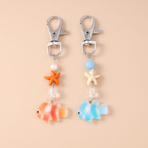 oly-eebddd319b241a0fe9d3d4914c2ded12 Wholesale Resin Starfish Clownfish Keychain Trendy Ocean Animal Key Ring for Gifts