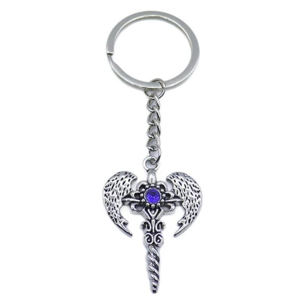 Wholesale Red Angel Wing Cross Keychain Pendant Zinc Alloy Car Key Accessory Boutique