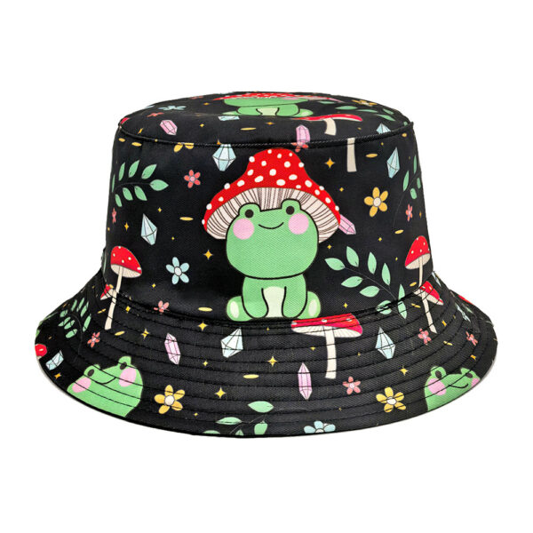 Wholesale Cartoon Mushroom Frog Pattern Bucket Hat Sun Protection Foldable Casual Hat for Resale