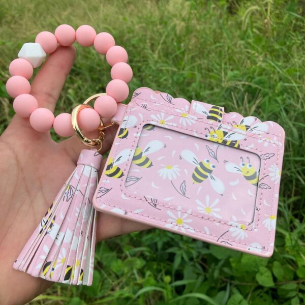 Wholesale Trendy Animal Print PU Tassel Card Case Keychain Bag Charm Gift