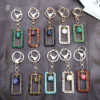 Wholesale Bohemian Amethyst Crystal Rectangle Tassel Keychain Bag Charm Handmade Car Key Accessory