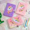 oly-ef116b820fd666e91d13270e2c4e8685 Wholesale Plush Unicorn A5 Lock Diary Cute Notebook for Children Fun Gift Idea