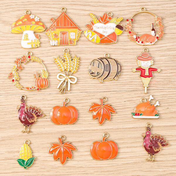 Wholesale Thanksgiving Fall DIY Keychain Pendant Zinc Alloy Pumpkin Design Bag Charm