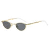 Wholesale Oval Rhinestone Metal Folding Sunglasses Gold Frame for Everyday Outdoor Use