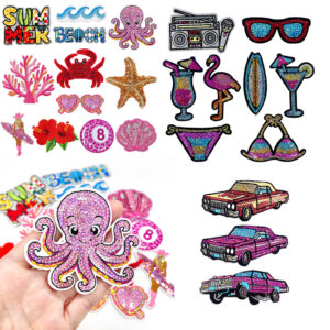 oly-ef622cac82fabfaecb20d63be01f6c76 Wholesale Beach Ocean Series Polyester Sequined Octopus Patch Iron-On Embroidery DIY Car Clothing Accessory