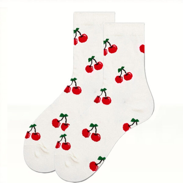 Wholesale Cotton Socks with Fruit Cherry Pattern for Everyday Casual Wear Fashion Accessory