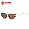 Wholesale Trendy Cat Eye Retro Oval Sunglasses UV400 Black Frame Gray Lens for Everyday Wear