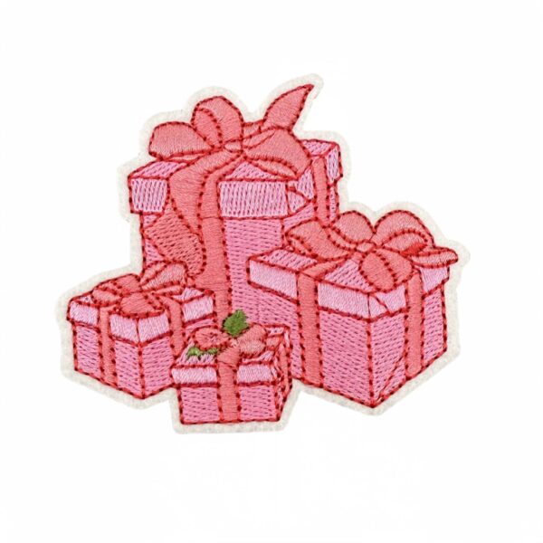 Wholesale Pink Christmas Embroidery Patch Polyester Thread Iron-On Decorative Gift