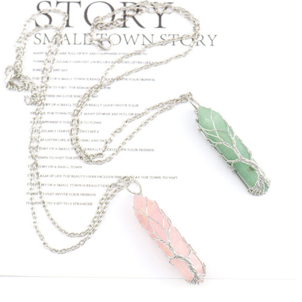 Wholesale Handmade Life Tree Natural Crystal Pendant Necklace Trendy Fashion Accessory Gift
