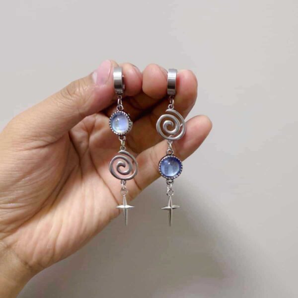 oly-eff222bef8bde5bb791fa6429d784159 Wholesale Glass Star Geometric Spiral Earrings, Chic Jewelry Accessory for Casual Wear