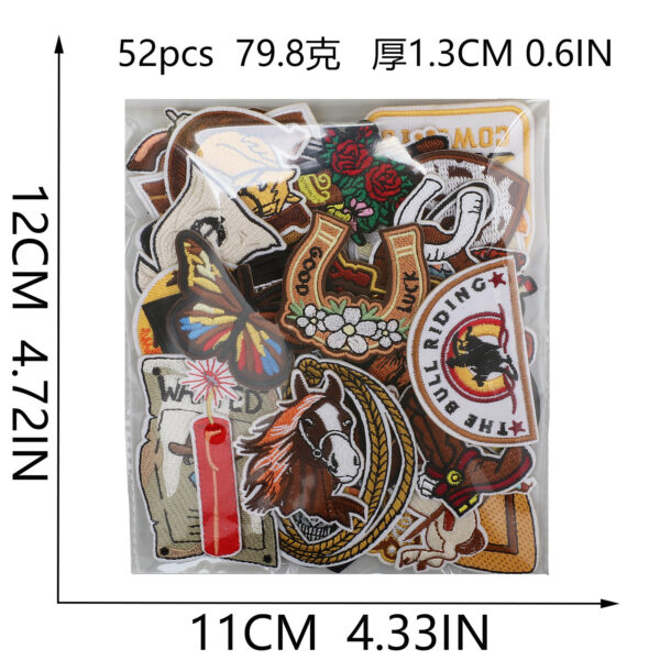 oly-f00063a9f4f7c22c53efc2c851ef82df Wholesale Western Cowboy Embroidered Patches - 52 Pieces Horse & Pistol Design - Polyester Thread Decorative Accents for Clothing