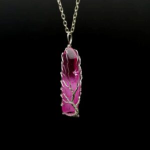 Purple crystal column silver chain / pure natural