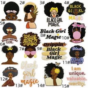 Black girl applique set - 15 pieces