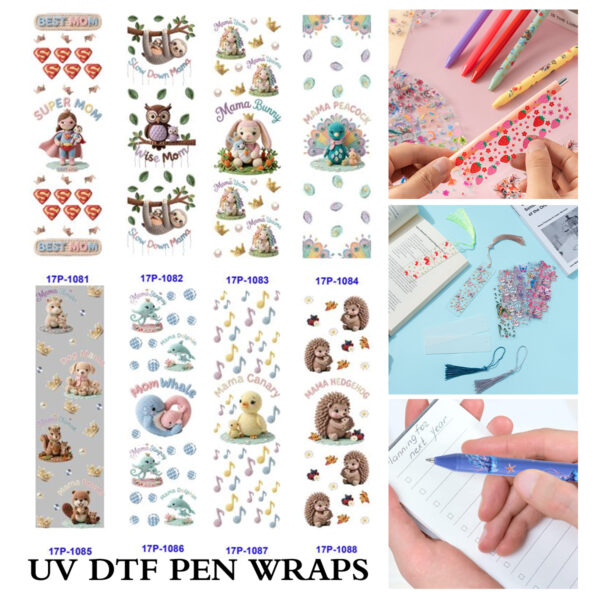oly-f03e4814fdf9eaa2d91442bb328bfe36 Wholesale 2/8/16pcs UV DTF Stickers Knit Effect Parent Child Woodland & Sea Creature Mother Themed Patterns Pen and Bookmark Stickers OLY Exclusive