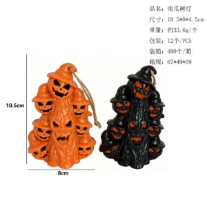 A pair of orange and black grimace tree lights