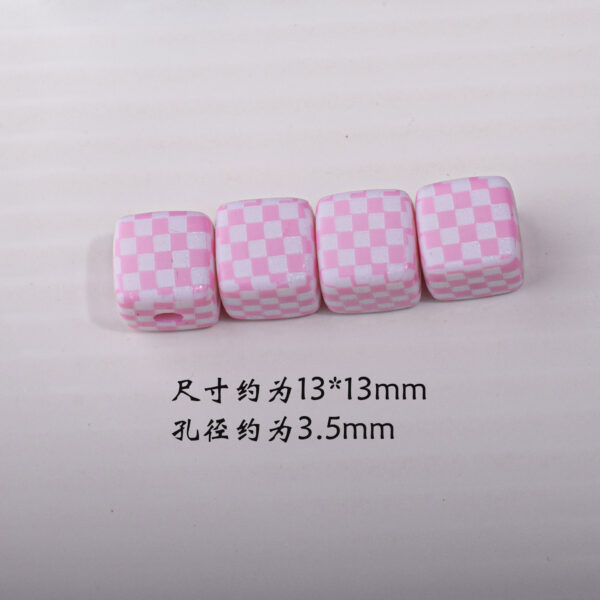 oly-f06e2750acf62edd87cd585d2d11df02 Wholesale Electroplated Acrylic Black Plaid Mosaic Loose Beads for DIY Jewelry and Phone Chain Accessories