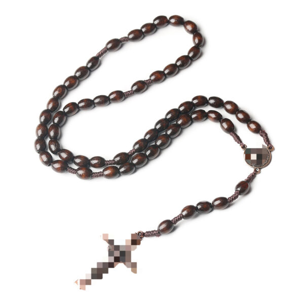 Wholesale Handmade Wooden Cross Rosary Necklace Wood Beads Jewelry Gift for Resale