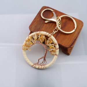 Yellow crystal (5cm) + gold keychain
