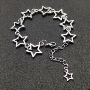 Wholesale Hollow Five-Point Star Bracelet Trendy Gothic Zinc Alloy DIY Hand Jewelry for Women Everyday Wear