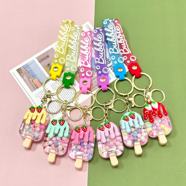 oly-f094b07cfa49986779ea777085b2eee5 Wholesale Acrylic Liquid Sand Ice Cream Jelly Bean Keychain Trendy Bag Charm Birthday Gift