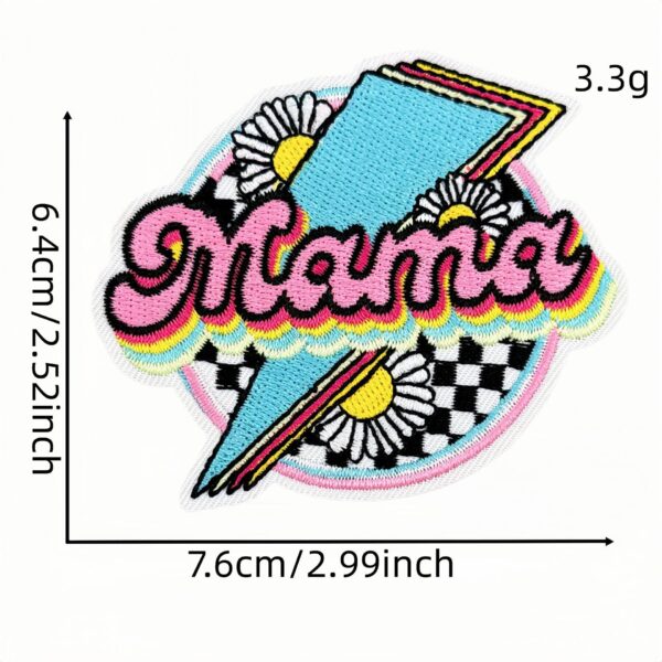 Wholesale Trendy MAMA Series Plaid Leopard Lightning Embroidery Iron-On Patches - 12 Pieces, DIY Hat Decoration Accessory