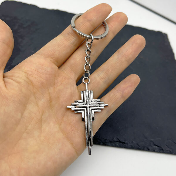 Wholesale Zinc Alloy Silver 3D Cross Keychain Pendant Vintage Punk Bag Charm