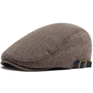 Wool peaked cap-herringbone khaki / Adjustable [56-59cm]