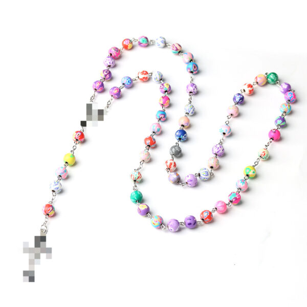 oly-f0a42e2a25668bf6e4f72fa333deb0a8 Wholesale Polymer Clay Cross Rosary Necklace Fashion Jewelry Accessory Gift