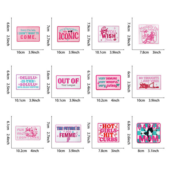 oly-f10abf1c79399e722ad07c75a436d300 Wholesale 9 Styles Embroidered Patch Plaid Letter Iron-on for Shoes Hats Fashion Accessory