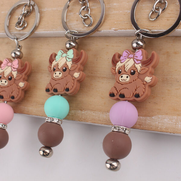 Wholesale Silicone Yak Bead Bag Charm Keychain - Pink DIY Gift, Boutique Resale Accessory