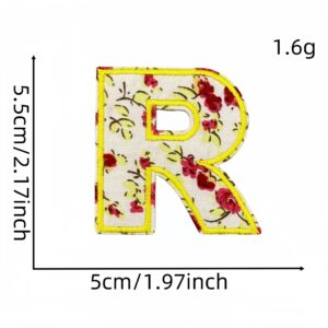 R letter floral cloth sticker 23#